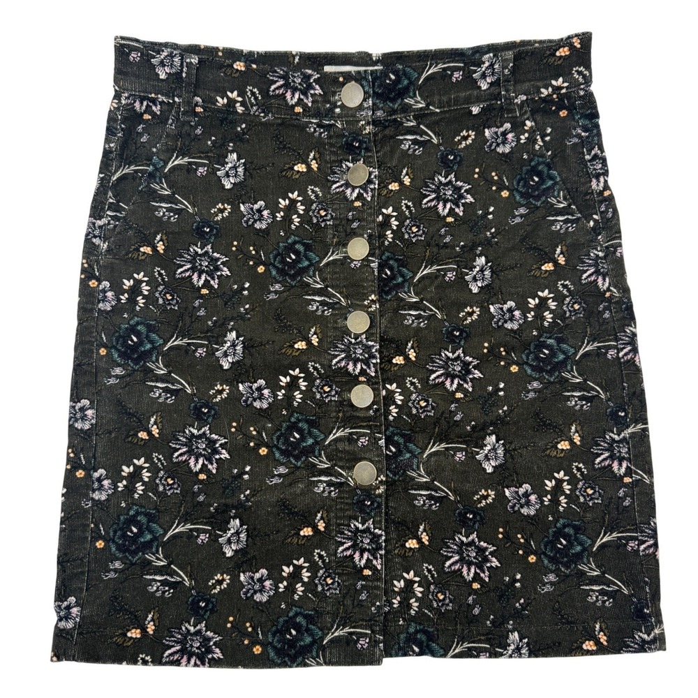 LOFT‎ Corduroy Floral Skirt Size 0 Festival Grunge Cottagecore Y2K Boho Fairy